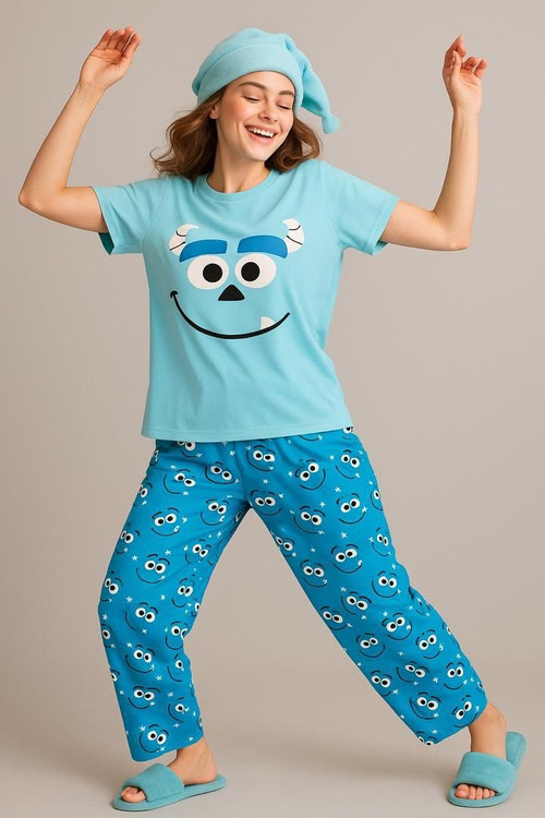 تیشرت و شلوار راحتی ،دخترانه ،فری سایز تا ۴۴طرح انیمیشن