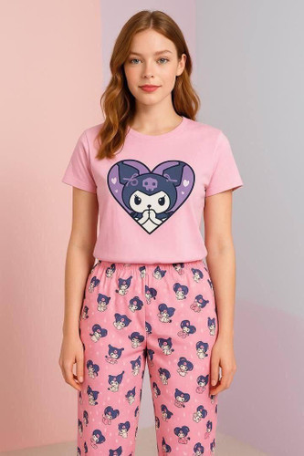 ست تیشرت و شلوار انیمیشنی طرح کرومی ،دخترانه فری سایز تا ۴۴