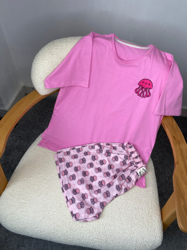 ست تیشرت و شورتک/عروسکی /جنس پنبه /فری سایز /زنانه