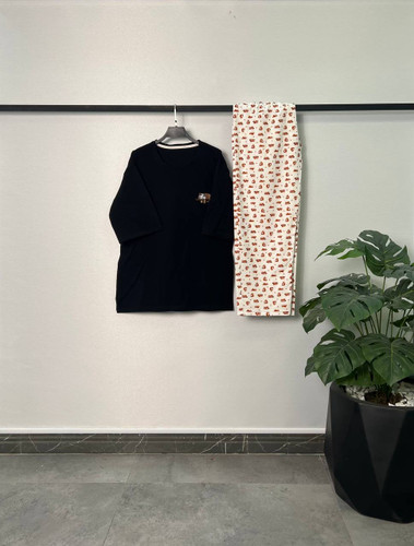 ست تیشرت لانگو شلوار بگ قواره بزرگ /زنانه