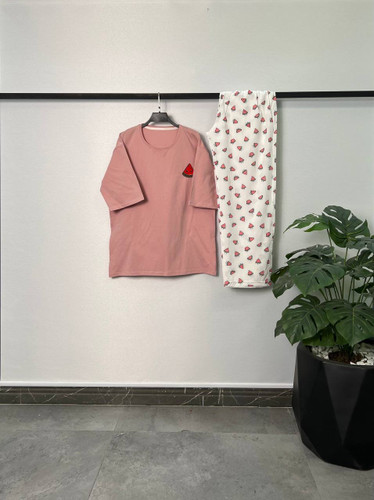 ست تیشرت لانگ و شلوار بگ /زنانه /فری سایز