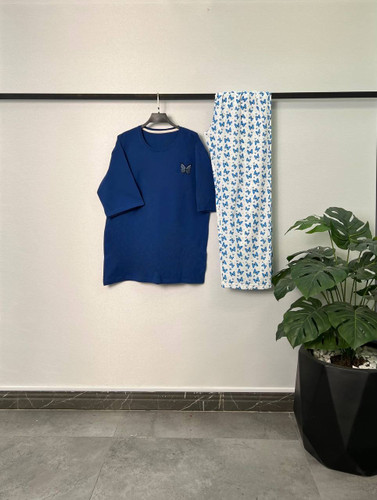 ست تیشرت لانگ وشلوار بگ /زنانه